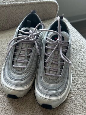 Nike Silver and Light Pink Air Max Style Sneakers